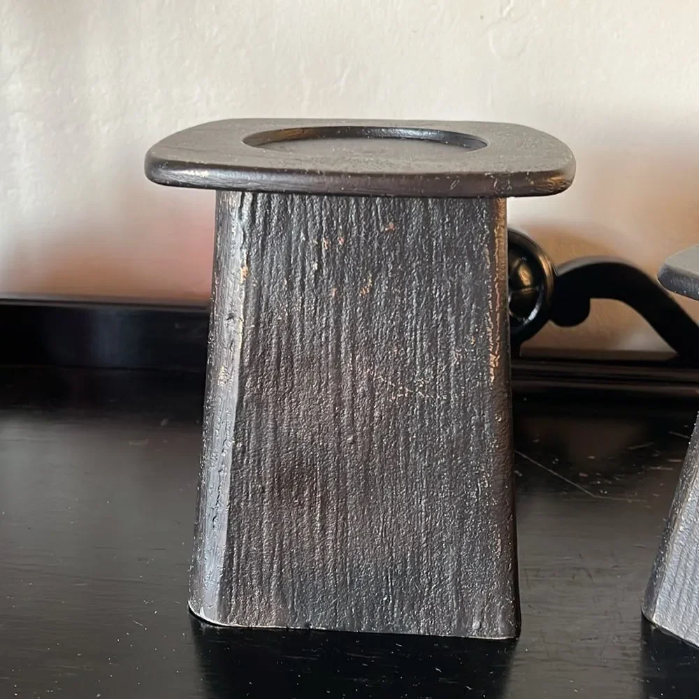 Pottery Barn Cast Aluminum Pillar Candle Holders